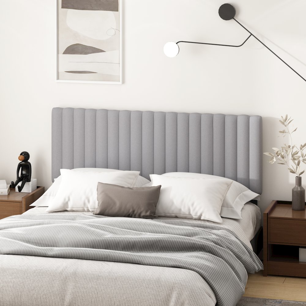 ROANNE Queen Headboard, Upholstered Tufted Headboard, for Bedroom, Light Grey. Picture 4
