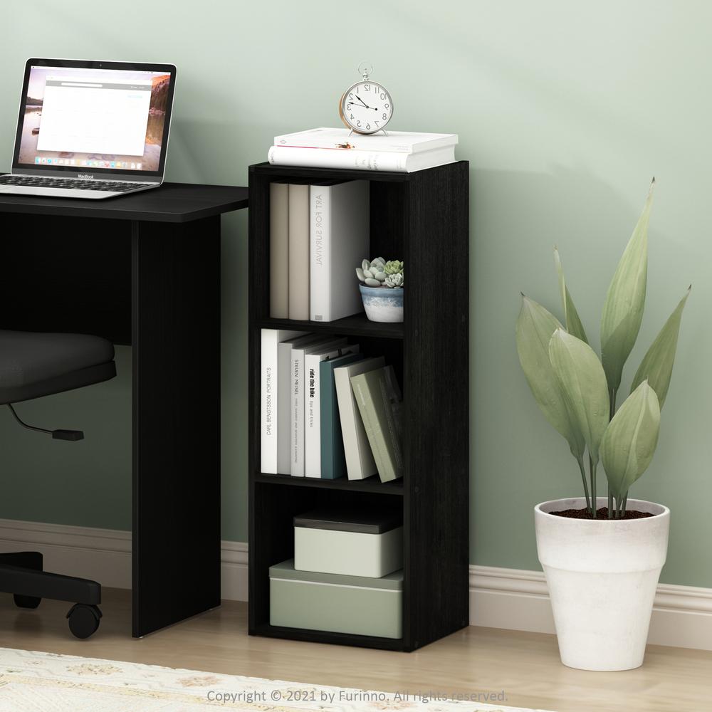 Furinno Pasir 3-Tier No Tool Assembly Open Shelf Bookcase, Blackwood. Picture 6