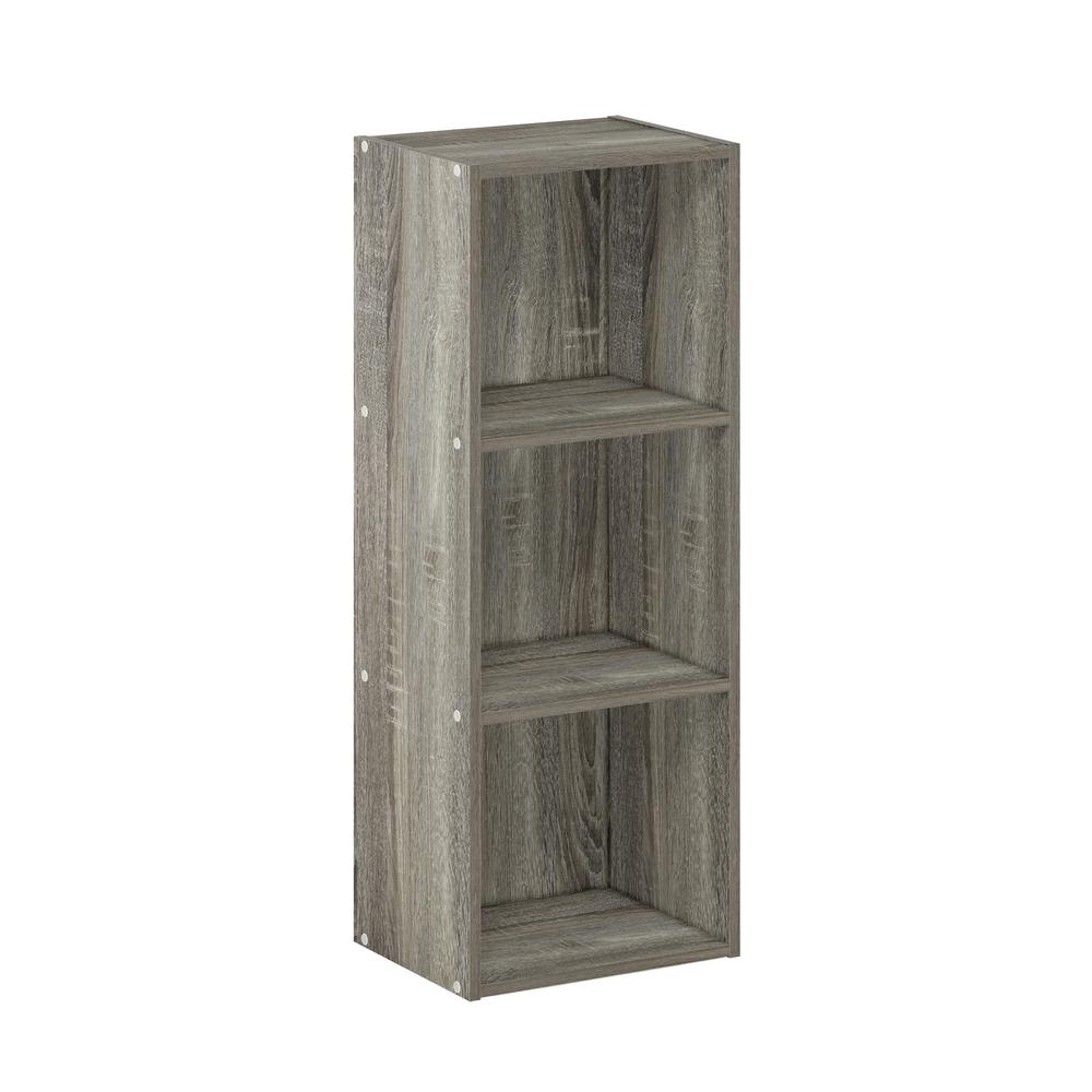 Furinno Pasir 3-Tier No Tool Assembly Open Shelf Bookcase, French Oak. Picture 1