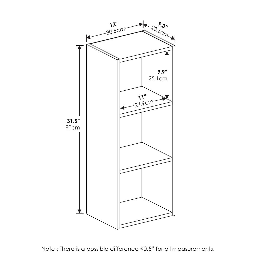 Furinno Pasir 3-Tier No Tool Assembly Open Shelf Bookcase, French Oak. Picture 2