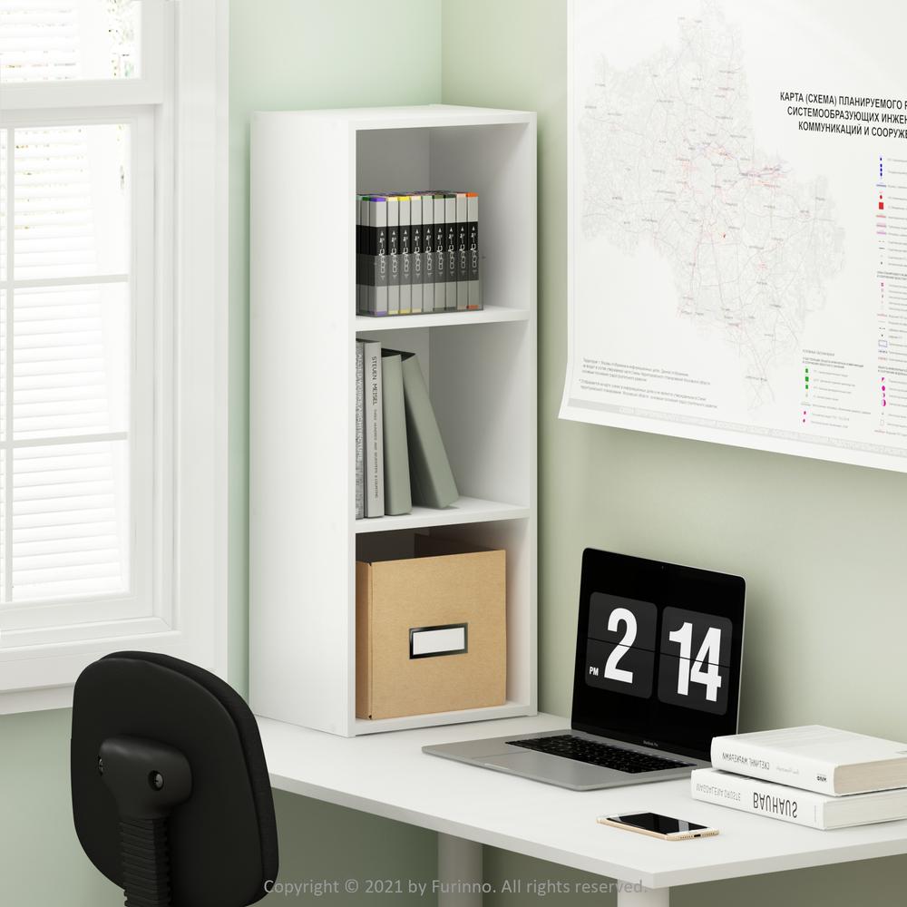 Furinno Pasir 3-Tier No Tool Assembly Open Shelf Bookcase, White. Picture 6