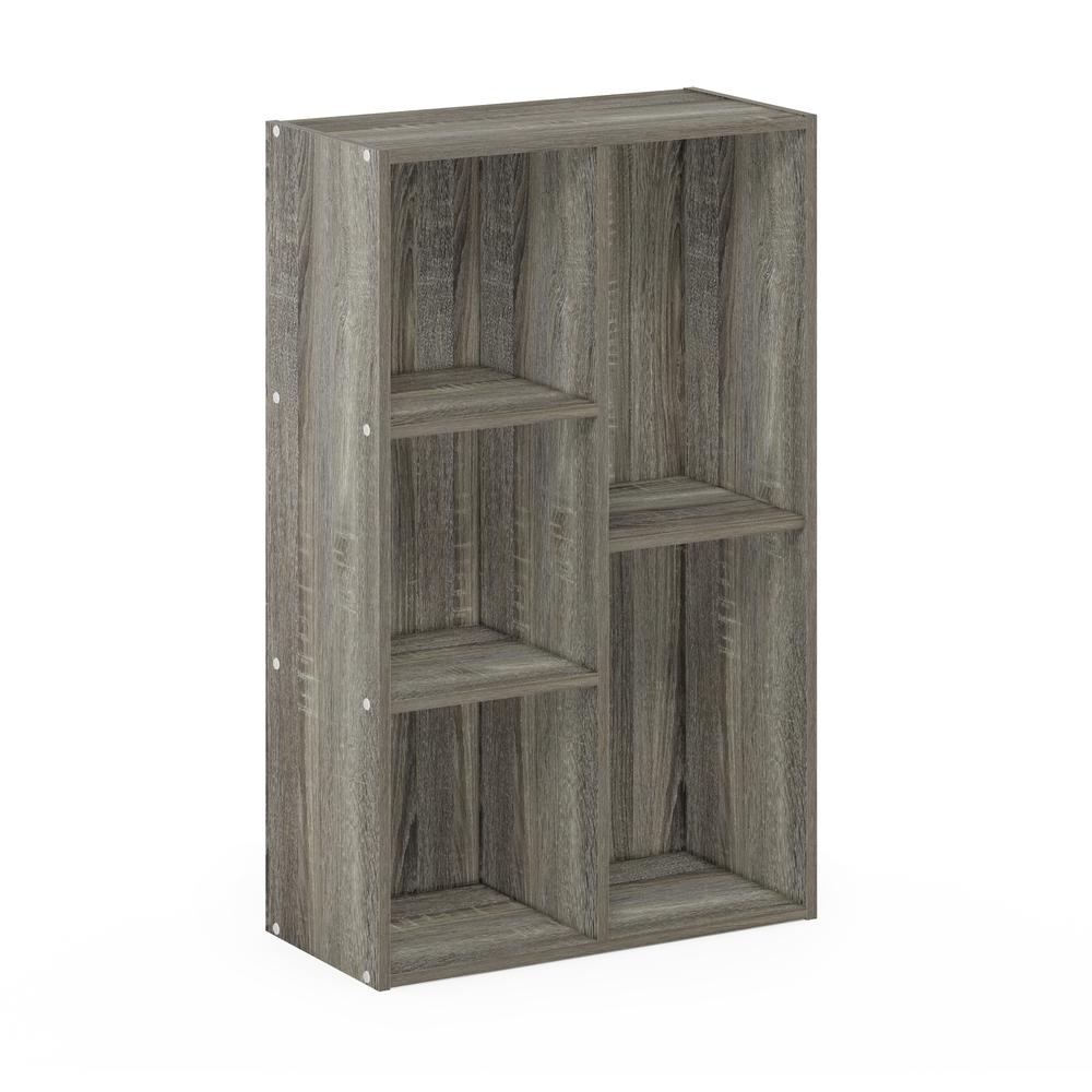 Furinno Luder 5-Cube No Tool Assembly Open Shelf, French Oak. Picture 1