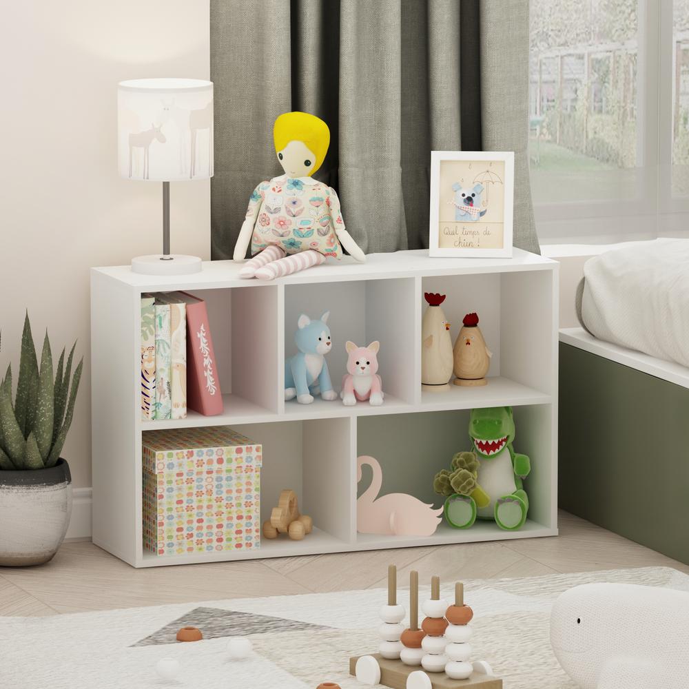 Furinno Luder 5-Cube No Tool Assembly Open Shelf, White. Picture 6