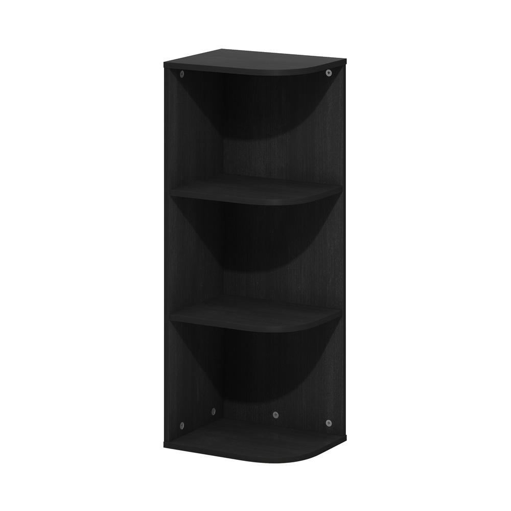 Furinno Pasir 3-Tier Corner Open Shelf Bookcase, Blackwood. Picture 1