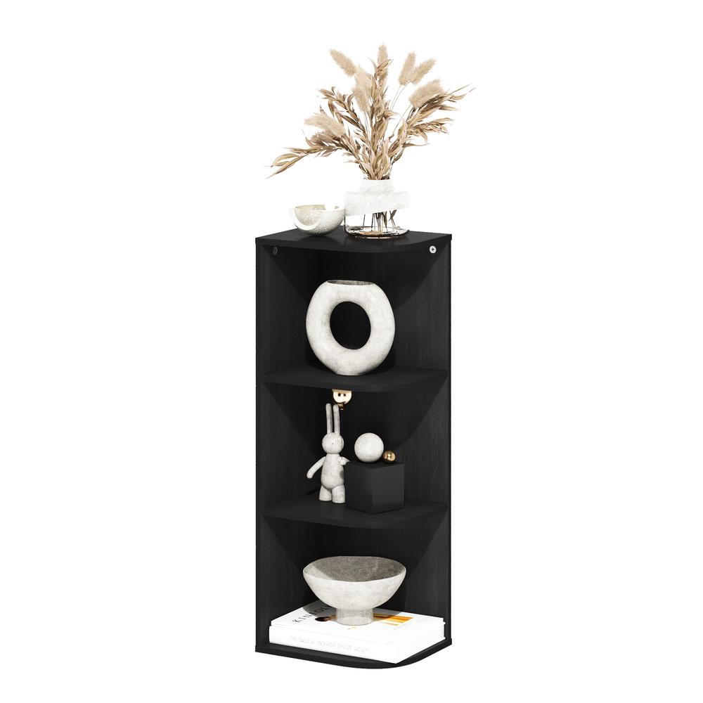 Furinno Pasir 3-Tier Corner Open Shelf Bookcase, Blackwood. Picture 4