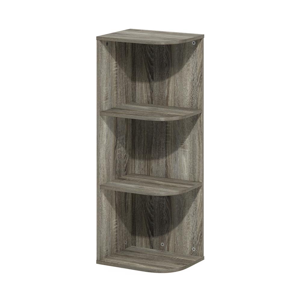 Furinno Pasir 3-Tier Corner Open Shelf Bookcase, French Oak. Picture 1