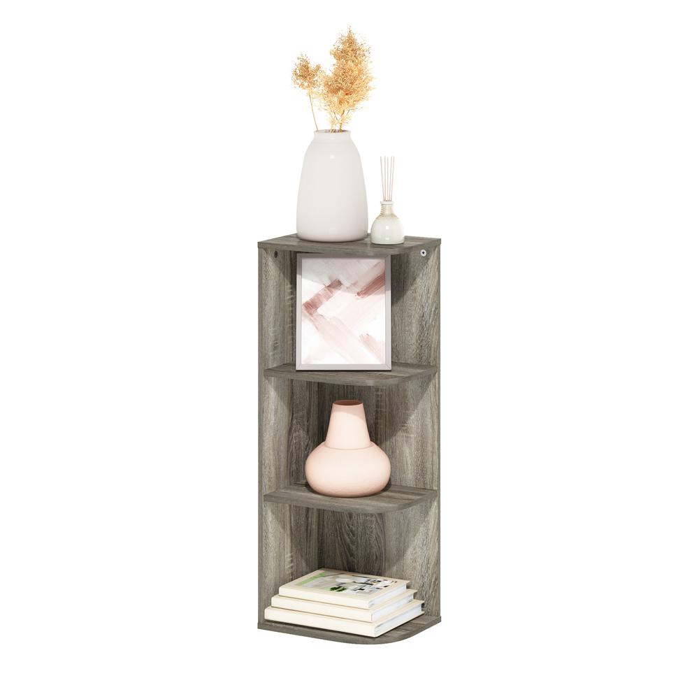 Furinno Pasir 3-Tier Corner Open Shelf Bookcase, French Oak. Picture 4
