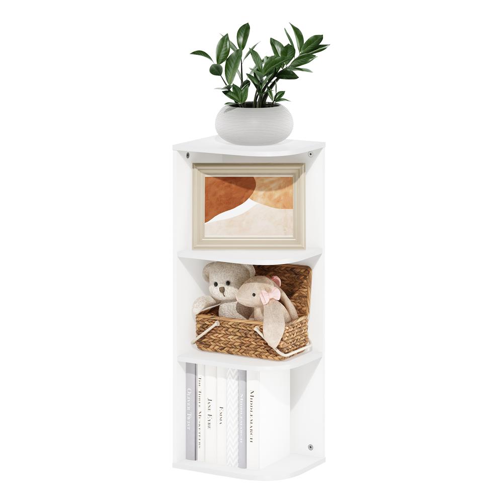 Furinno Pasir 3-Tier Corner Open Shelf Bookcase, White. Picture 4