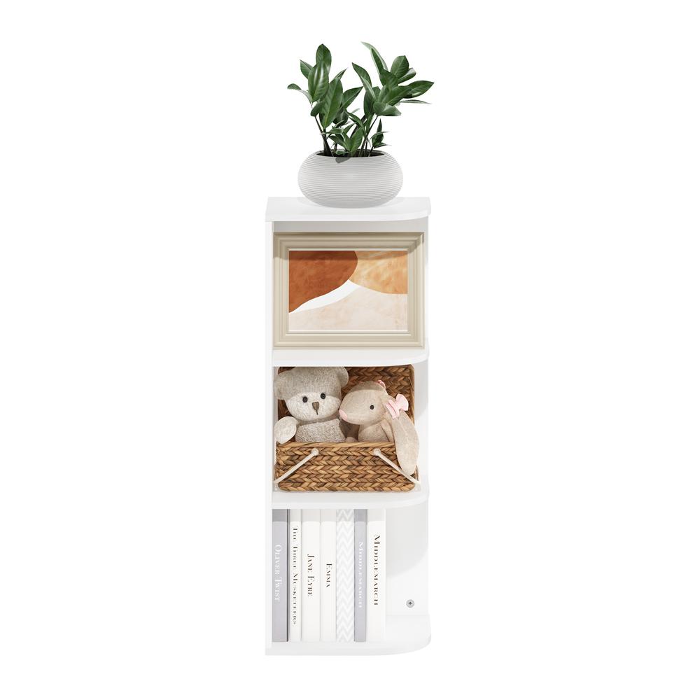 Furinno Pasir 3-Tier Corner Open Shelf Bookcase, White. Picture 5