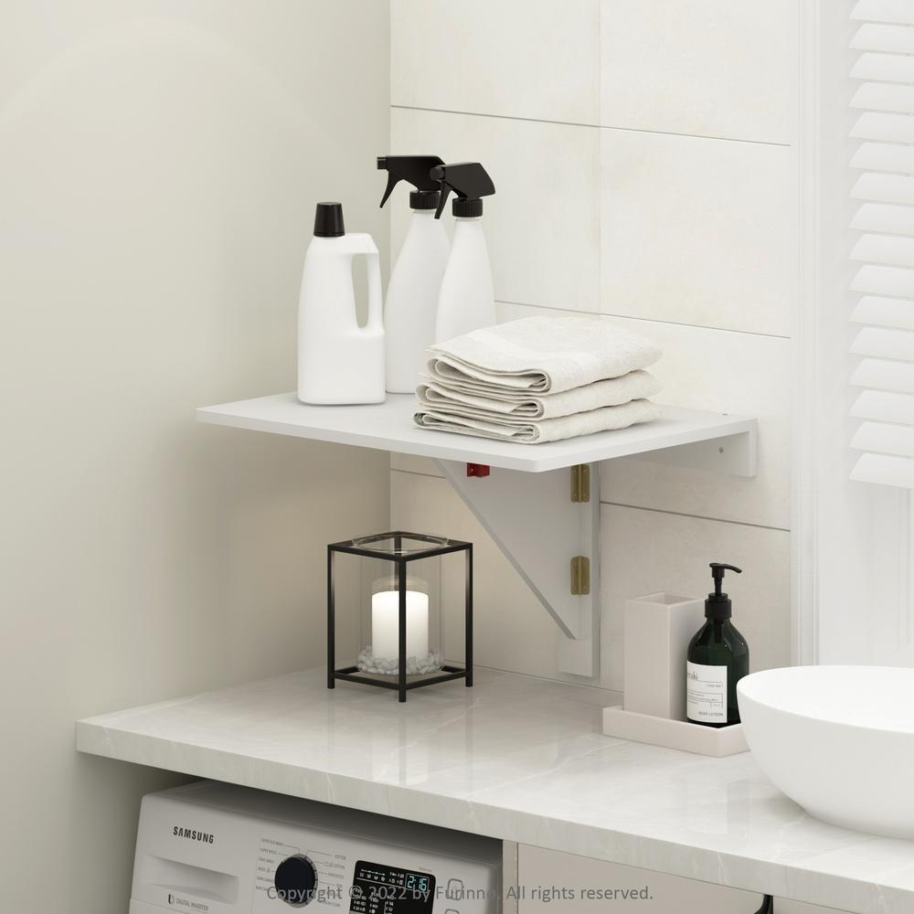 Furinno Hermite Wall Mounting Folding Table, White. Picture 6