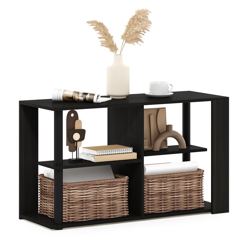 Furinno Romain Narrow Coffee Table with Shelves, Espresso/Black. Picture 4