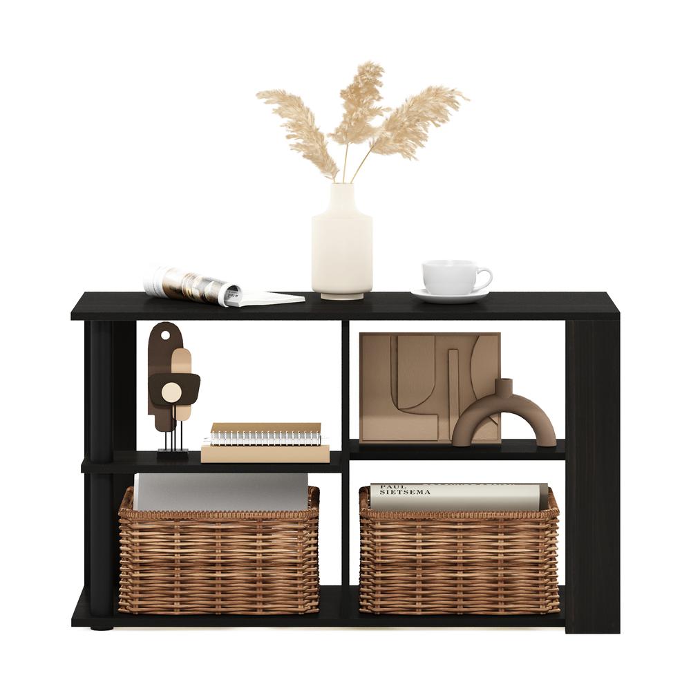 Furinno Romain Narrow Coffee Table with Shelves, Espresso/Black. Picture 5