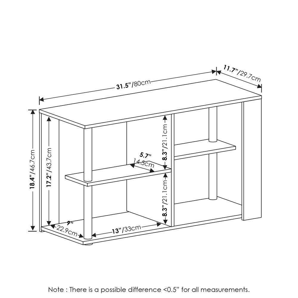 Furinno Romain Narrow Coffee Table with Shelves, French Oak/Black. Picture 2