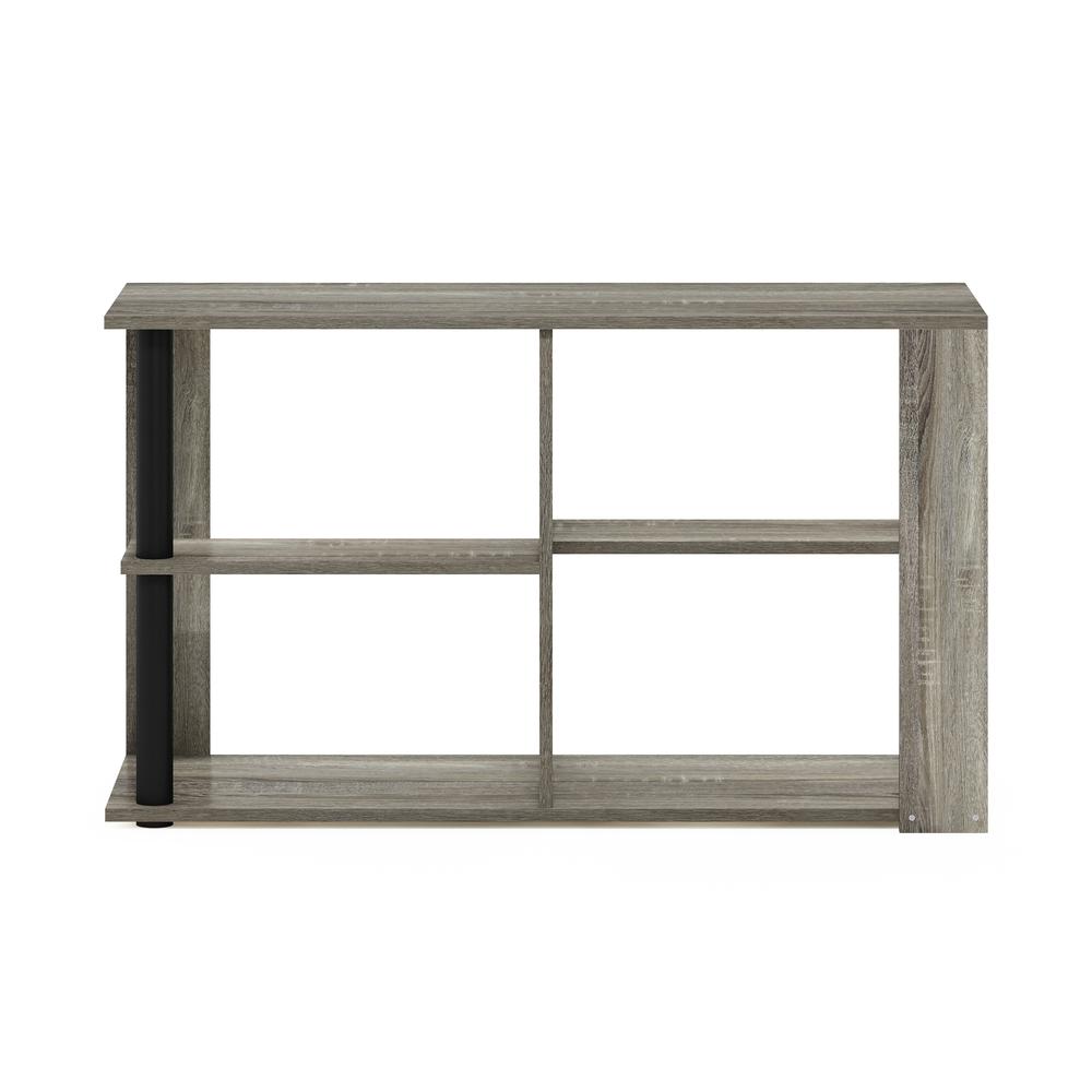 Furinno Romain Narrow Coffee Table with Shelves, French Oak/Black. Picture 3