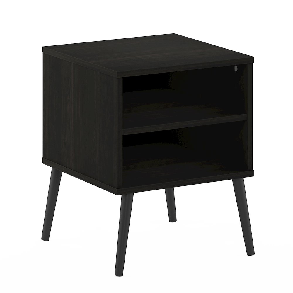 Claude Mid Century Style Nightstand with Wood Legs, Espresso. Picture 1