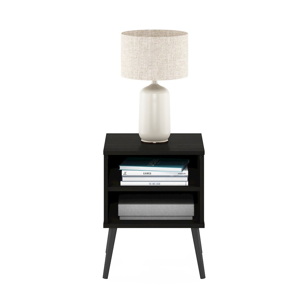 Claude Mid Century Style Nightstand with Wood Legs, Espresso. Picture 5