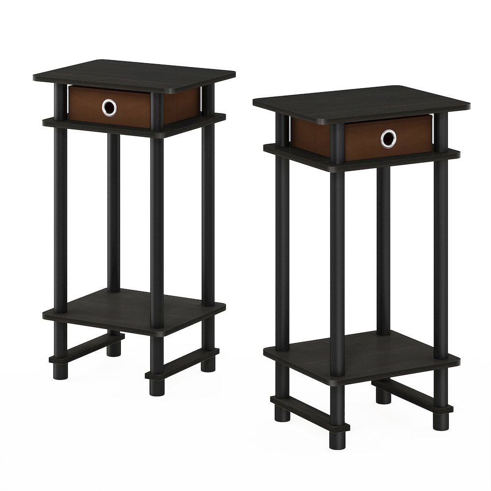 Turn-N-Tube Tall Nightstand with Bin, Espresso/Brown, Set of 2. Picture 3