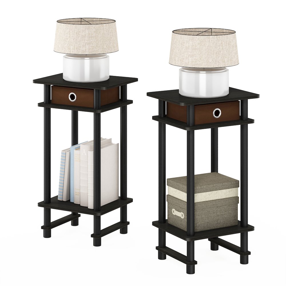 Turn-N-Tube Tall Nightstand with Bin, Espresso/Brown, Set of 2. Picture 5