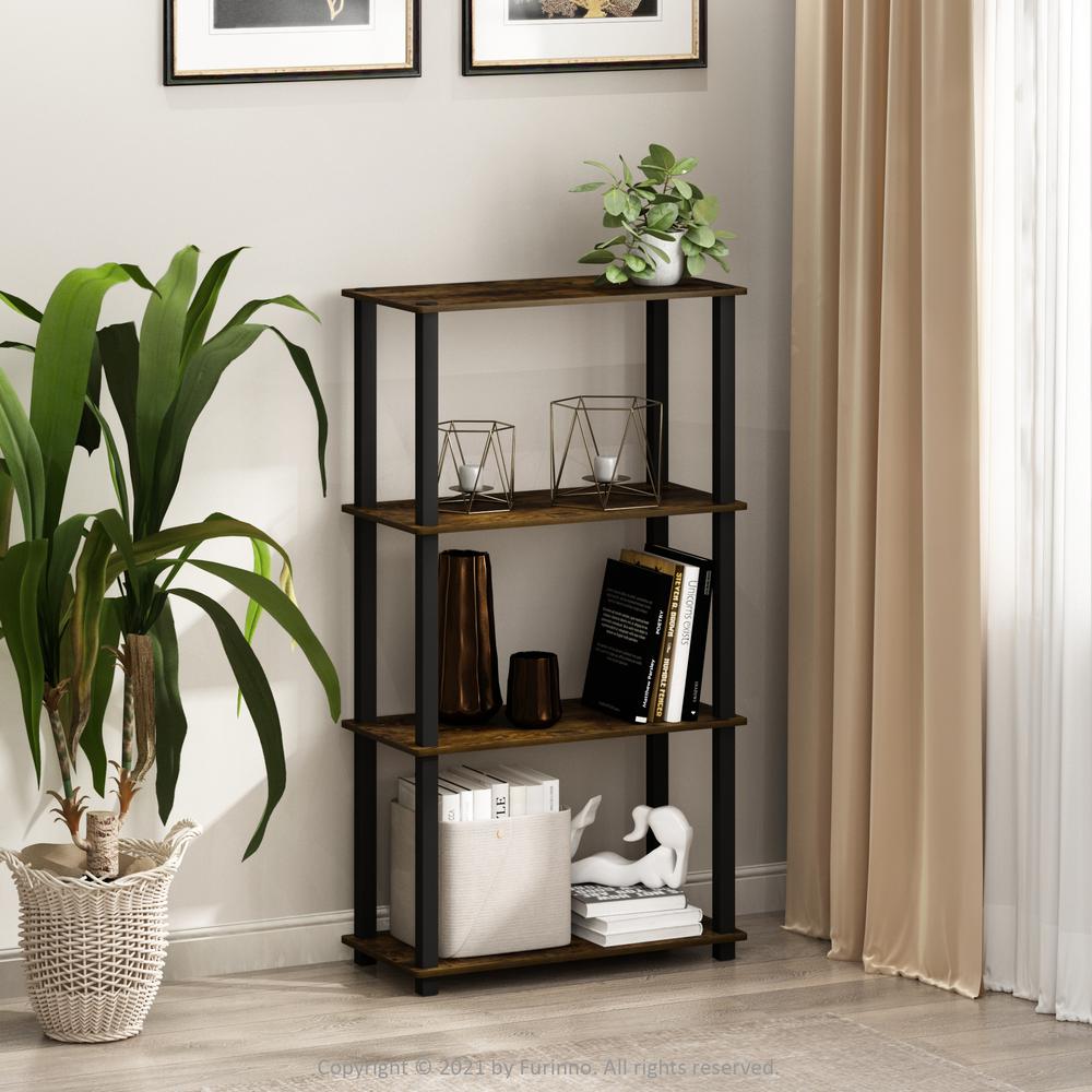 Furinno Turn-S-Tube 4-Tier Multipurpose Shelf Display Rack with Square Tube, Amber Pine/Black. Picture 6