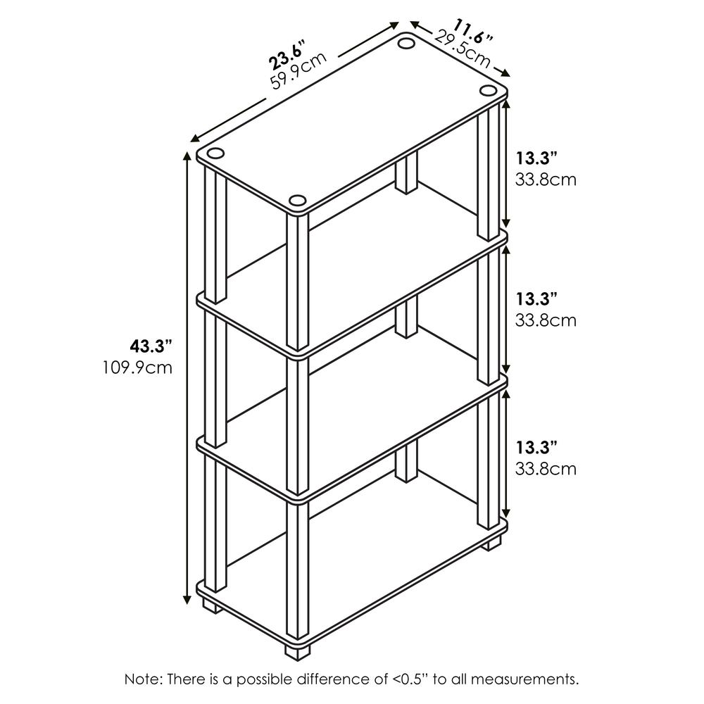 Furinno Turn-S-Tube 4-Tier Multipurpose Shelf Display Rack with Square Tube, Amber Pine/Black. Picture 2
