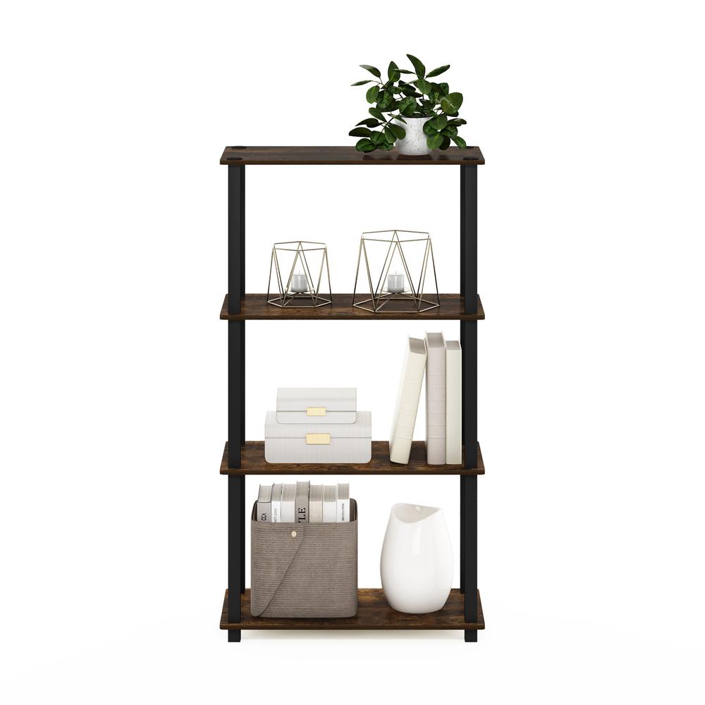 Furinno Turn-S-Tube 4-Tier Multipurpose Shelf Display Rack with Square Tube, Amber Pine/Black. Picture 5