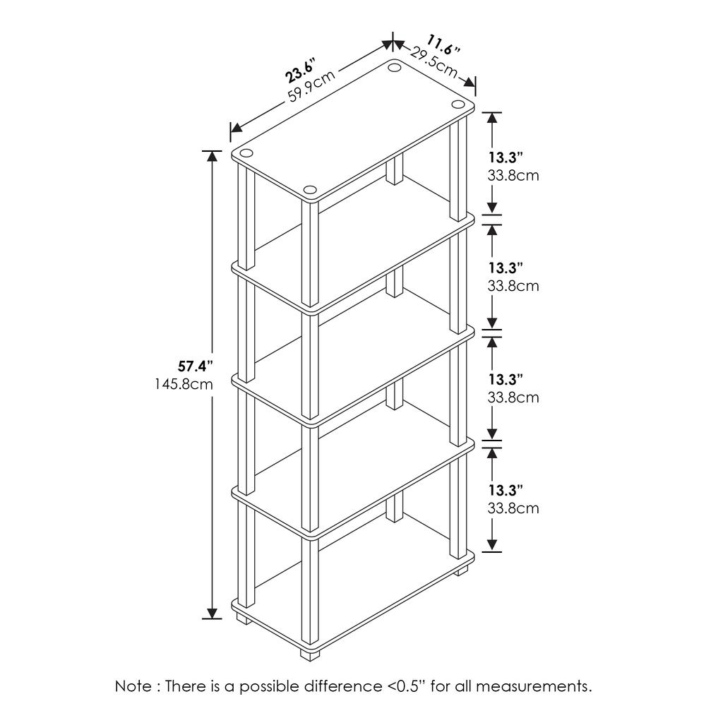Furinno Turn-S-Tube 5-Tier Multipurpose Shelf Display Rack with Square Tubes, Amber Pine/Black. Picture 2