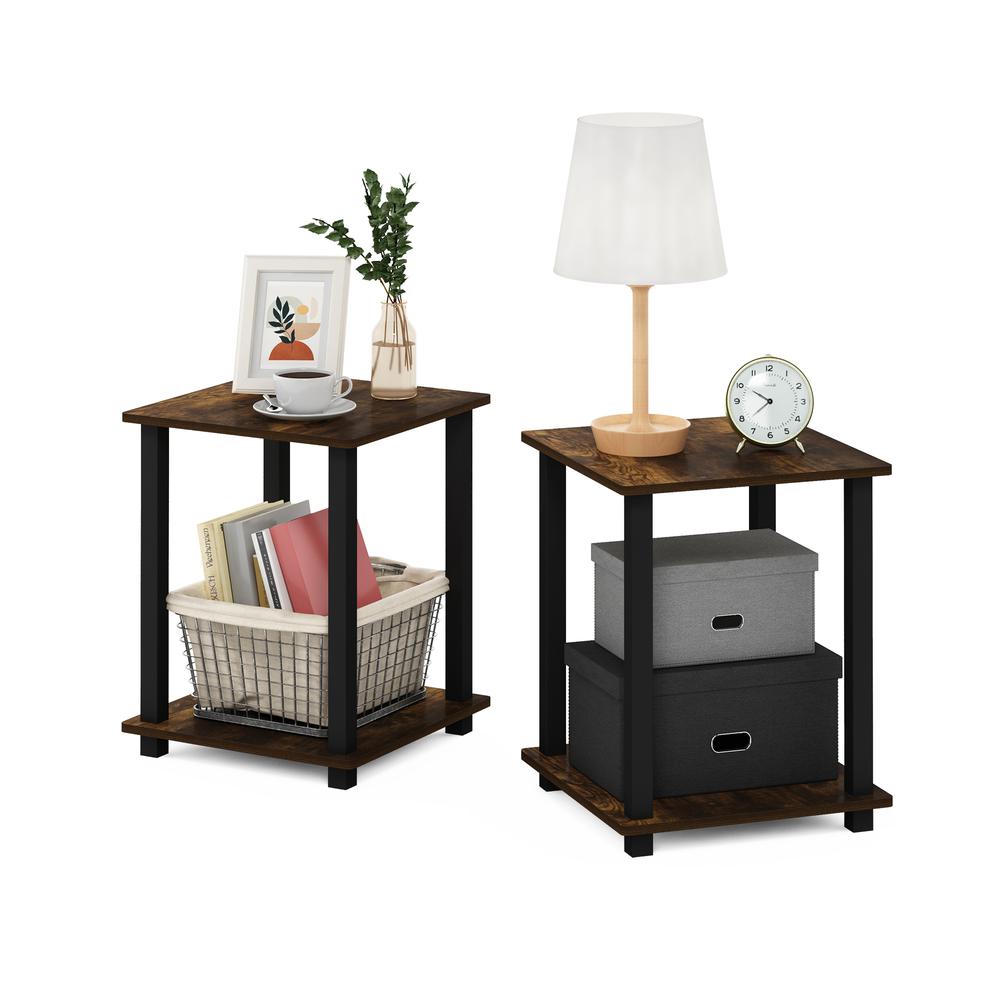 Furinno Simplistic End Table, Set of Two, Amber Pine/Black. Picture 4