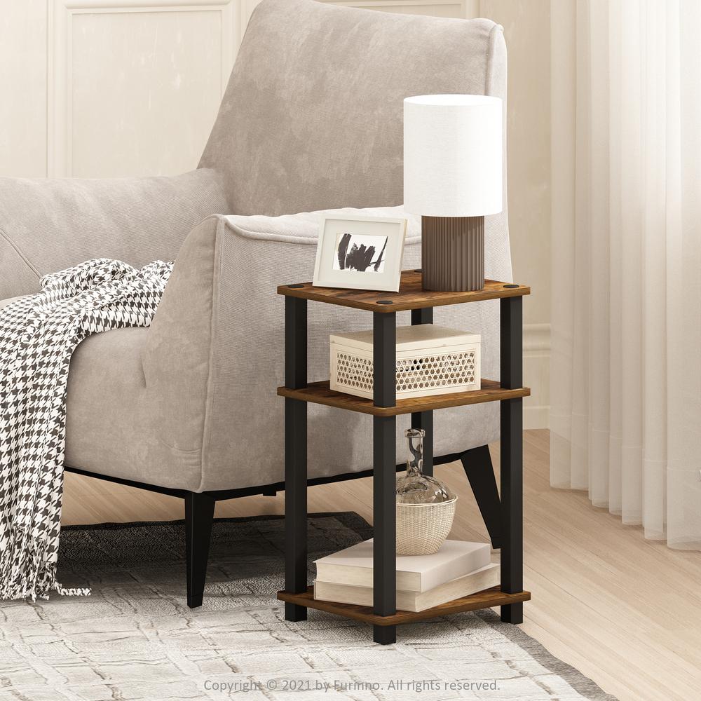 Furinno Just 3-Tier Turn-N-Tube End Table, 1-Pack, Amber Pine/Black. Picture 6