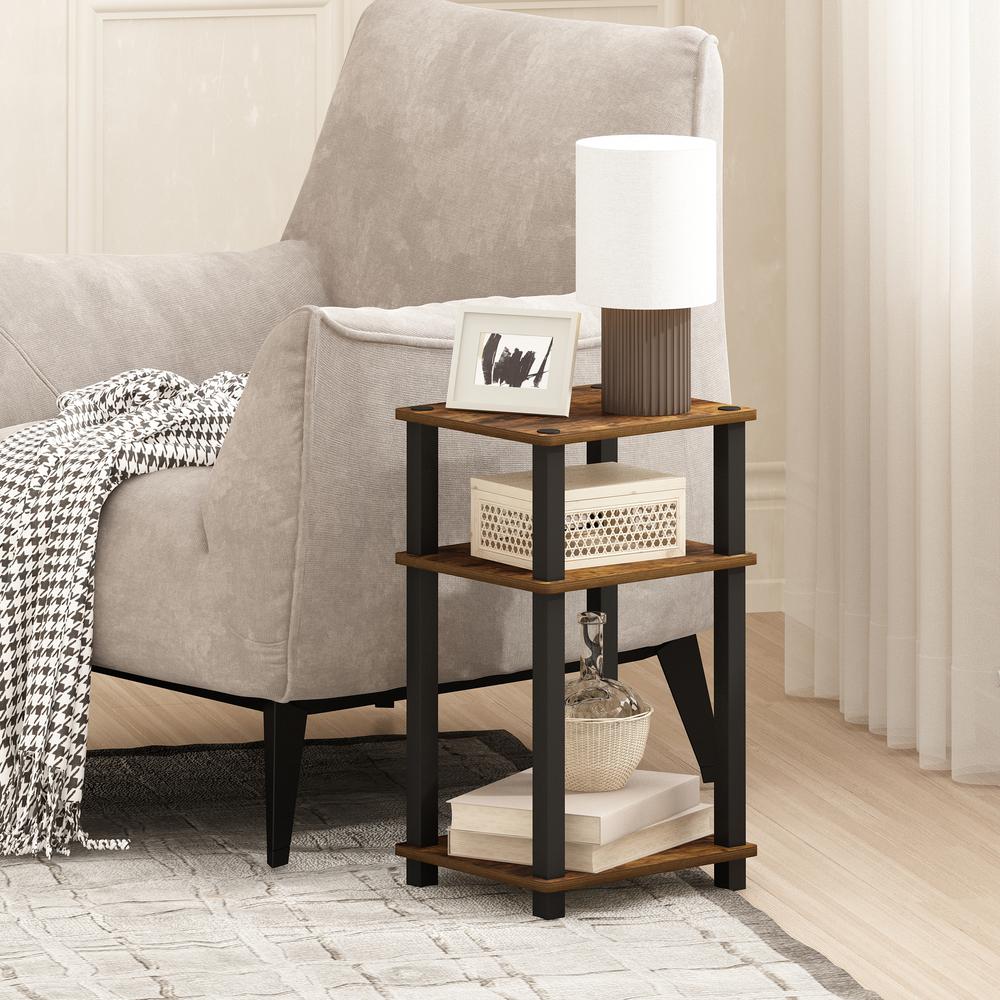 Furinno Just 3-Tier Turn-N-Tube End Table, 1-Pack, Amber Pine/Black. Picture 7