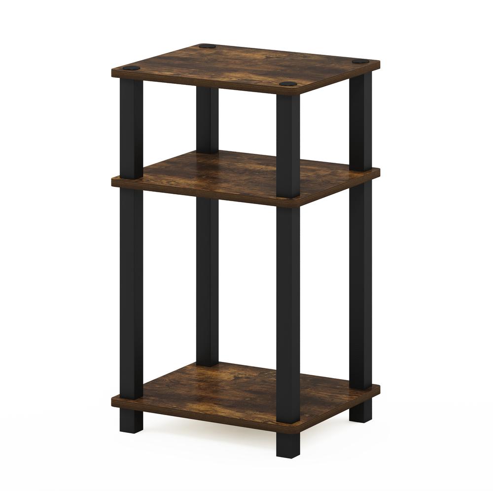 Furinno Just 3-Tier Turn-N-Tube End Table, 1-Pack, Amber Pine/Black. Picture 1