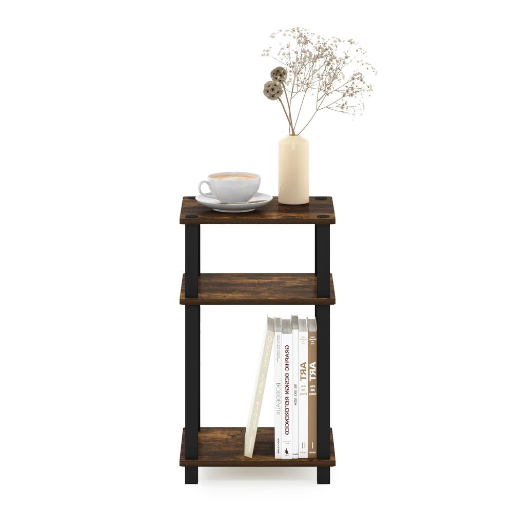 Furinno Just 3-Tier Turn-N-Tube End Table, 1-Pack, Amber Pine/Black. Picture 5