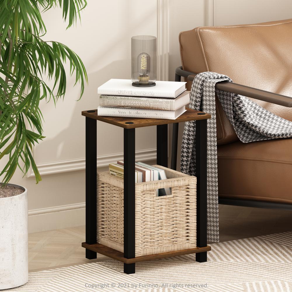 Furinno Simplistic End Table, Small, Amber Pine/Black. Picture 6