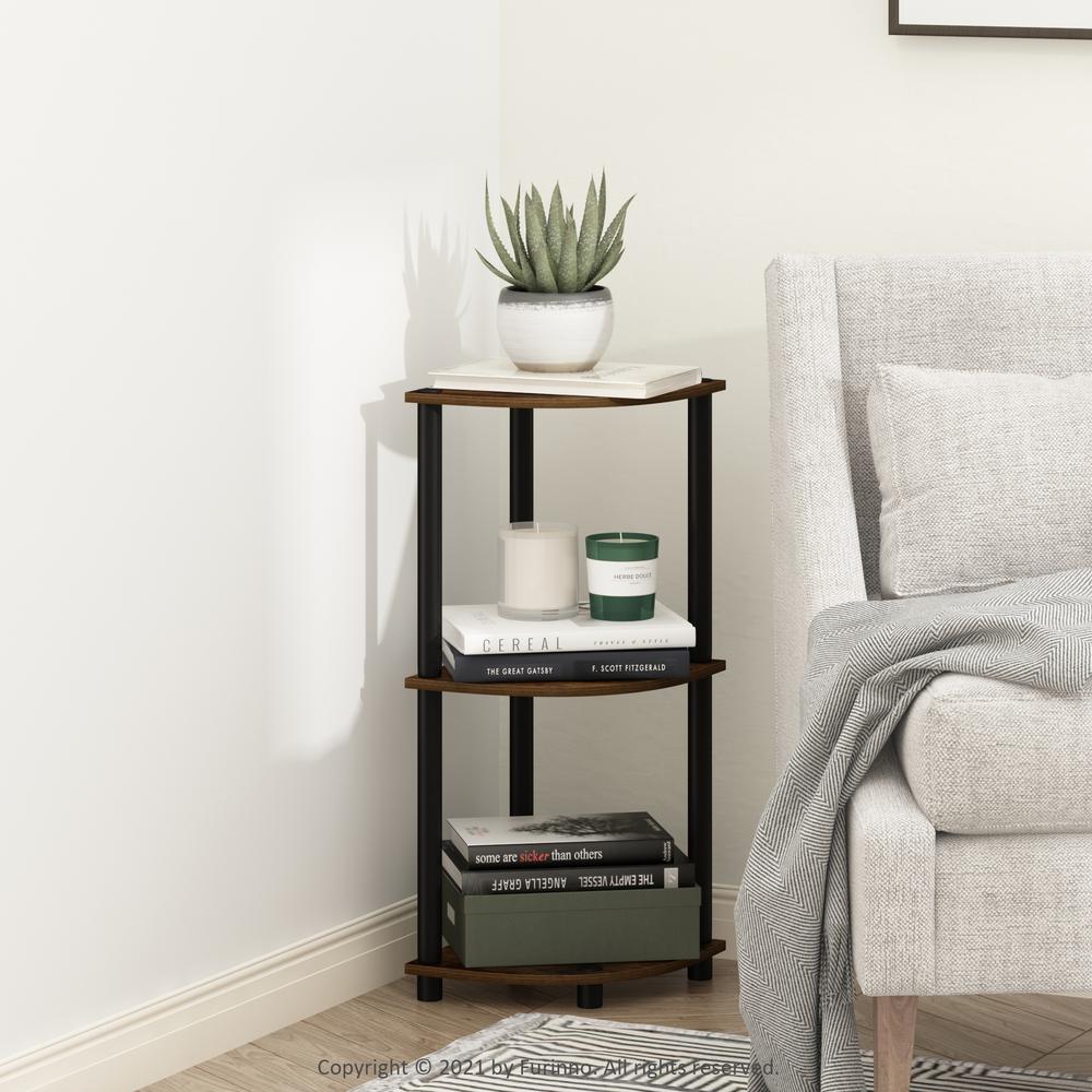 Furinno Turn-N-Tube 3-Tier Corner Display Rack Multipurpose Shelving Unit, Amber Pine/Black. Picture 6