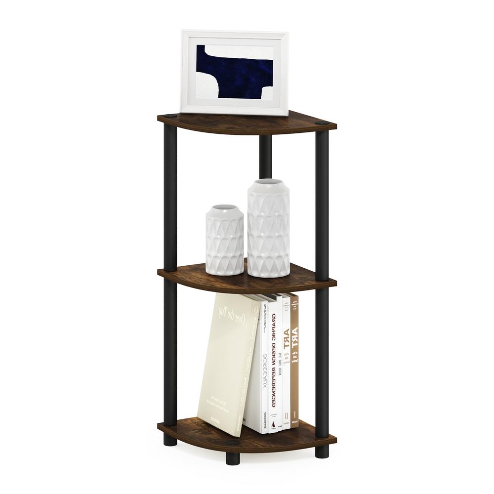 Furinno Turn-N-Tube 3-Tier Corner Display Rack Multipurpose Shelving Unit, Amber Pine/Black. Picture 4