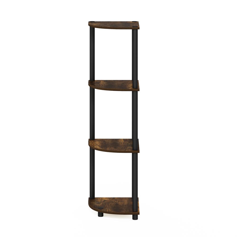 Furinno Turn-N-Tube 4-Tier Corner Display Rack Multipurpose Shelving Unit, Amber Pine/Black. Picture 3