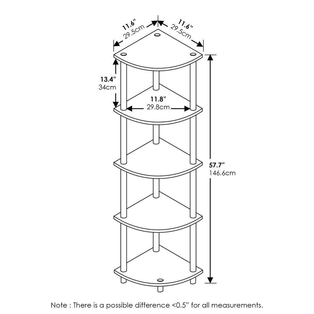 Furinno Turn-N-Tube 5 Tier Corner Display Rack Multipurpose Shelving Unit, Amber Pine/Black. Picture 2