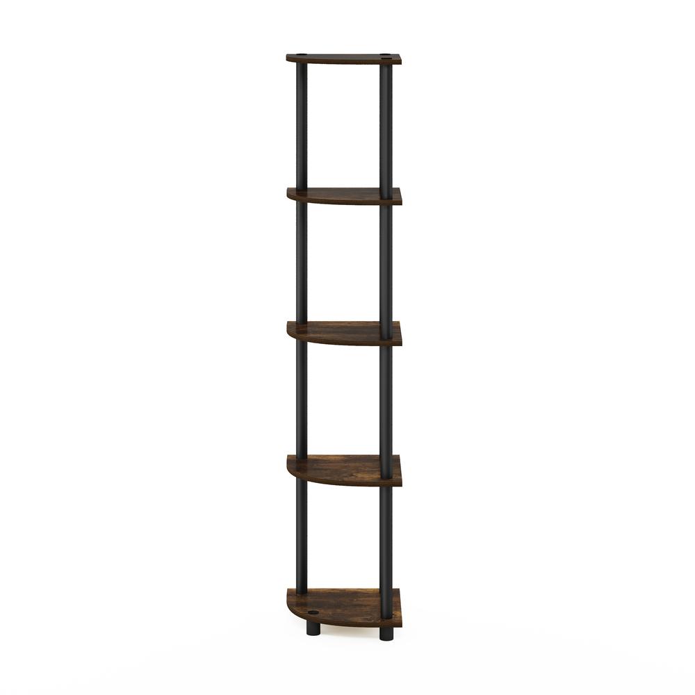 Furinno Turn-N-Tube 5 Tier Corner Display Rack Multipurpose Shelving Unit, Amber Pine/Black. Picture 3