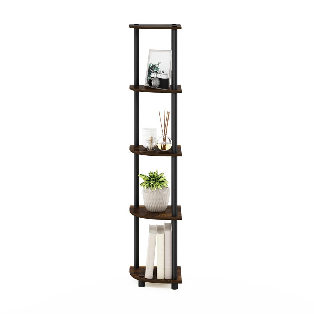 Furinno Turn-N-Tube 5 Tier Corner Display Rack Multipurpose Shelving Unit, Amber Pine/Black. Picture 5