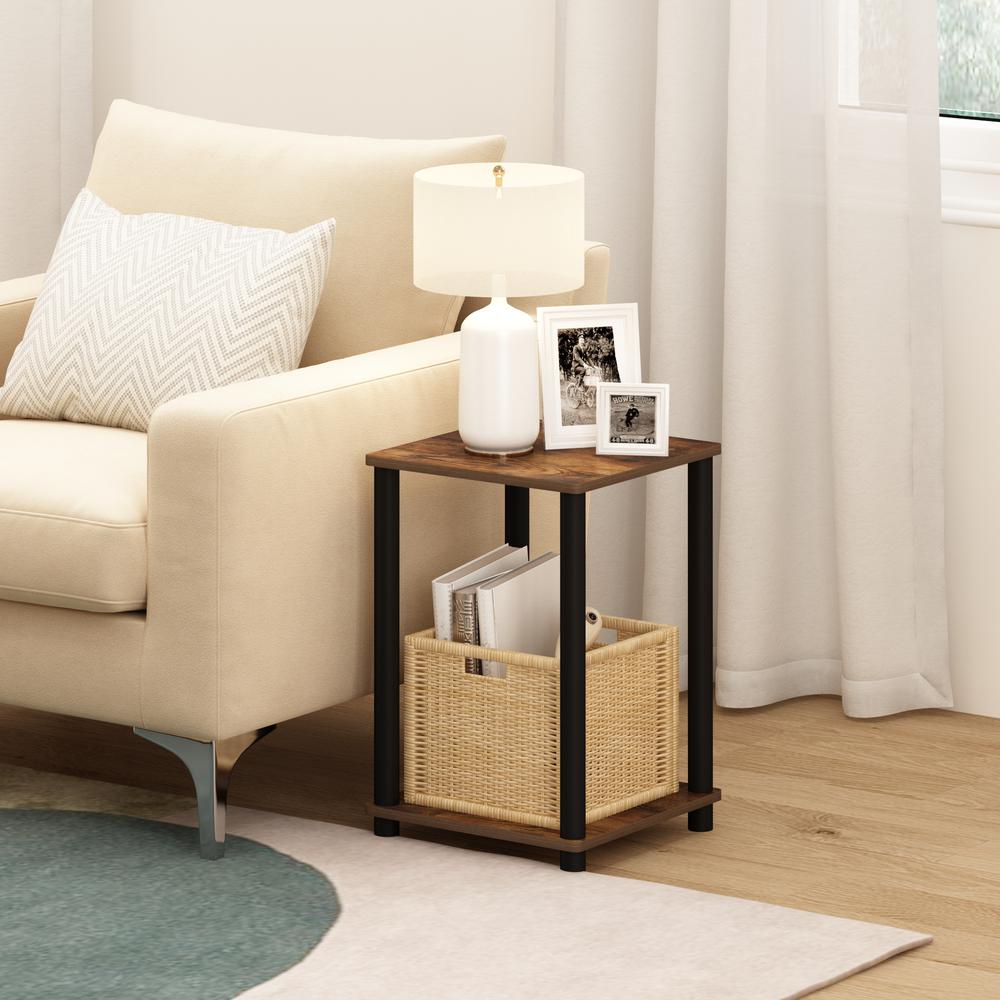 Furinno Turn-N-Tube Haydn End Table, Amber Pine/Black. Picture 6