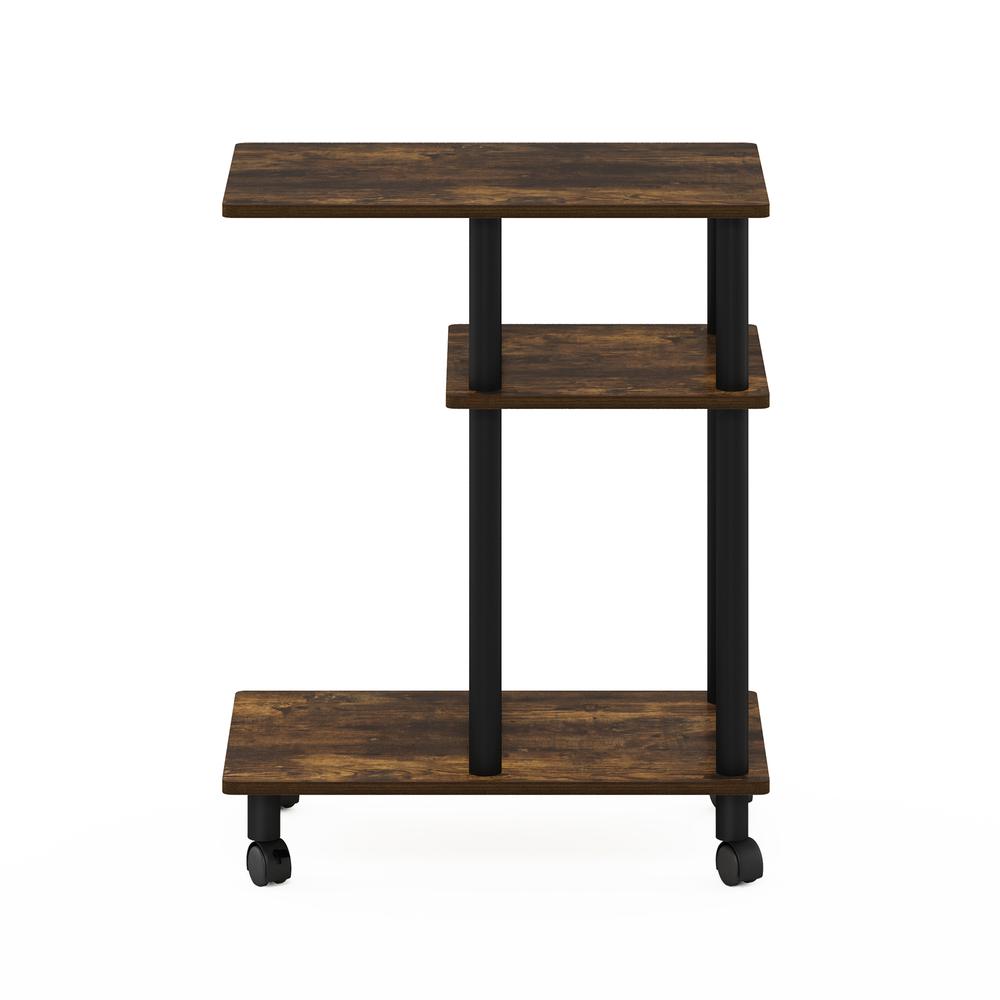 Furinno Turn-N-Tube U Shape Sofa Side Table with Casters, Amber Pine/Black. Picture 3