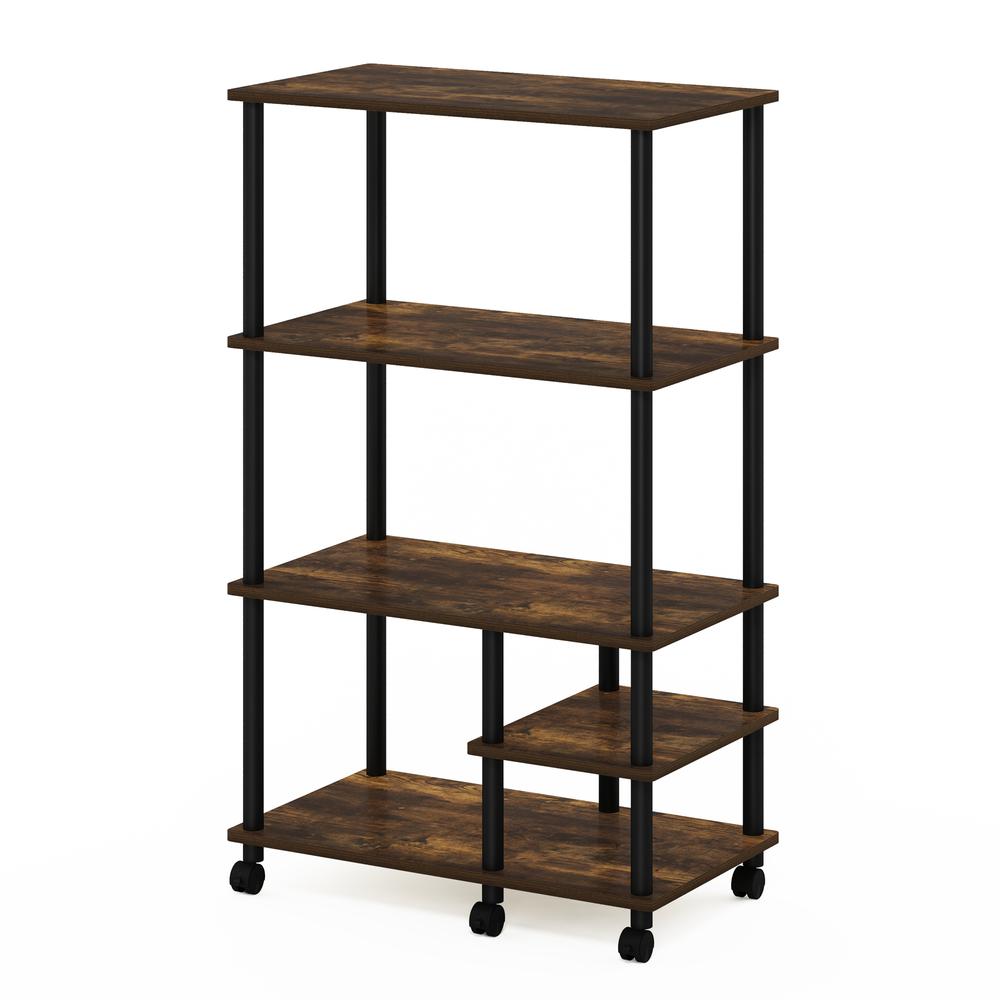 Furinno Turn-N-Tube 4-Tier Toolless Kitchen Storage Shelf Cart, Amber Pine/Black. Picture 1