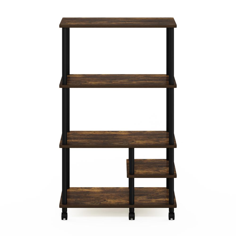 Furinno Turn-N-Tube 4-Tier Toolless Kitchen Storage Shelf Cart, Amber Pine/Black. Picture 3