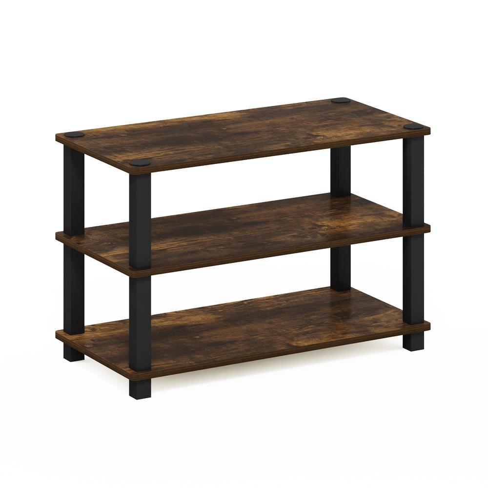 Furinno Turn-S-Tube 3-Tier Shoe Rack, Amber Pine/Black. Picture 1