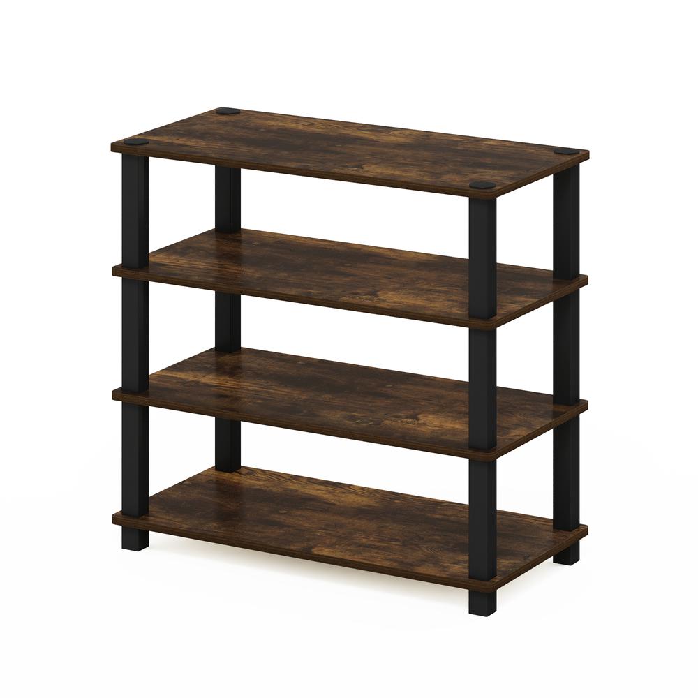 Furinno Turn-S-Tube 4-Tier Shoe Rack, Amber Pine/Black. Picture 1