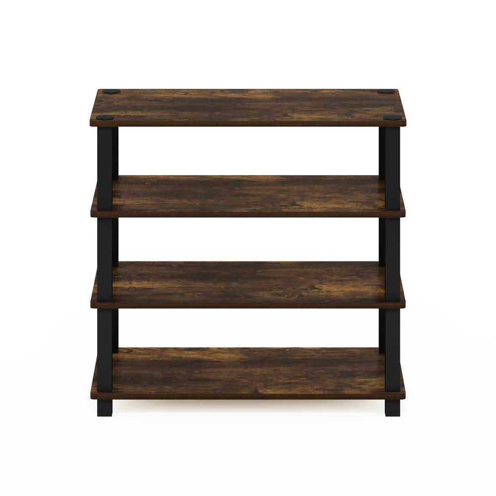 Furinno Turn-S-Tube 4-Tier Shoe Rack, Amber Pine/Black. Picture 3