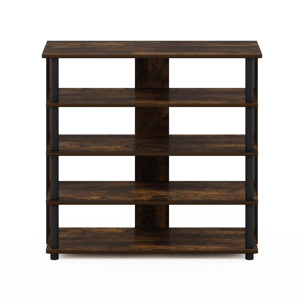 Furinno Turn-N-Tube 5 Tier Wide Shoe Rack, Amber Pine/Black. Picture 3