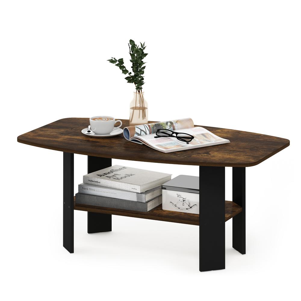 Simple Design Coffee Table, Amber Pine/Black. Picture 4