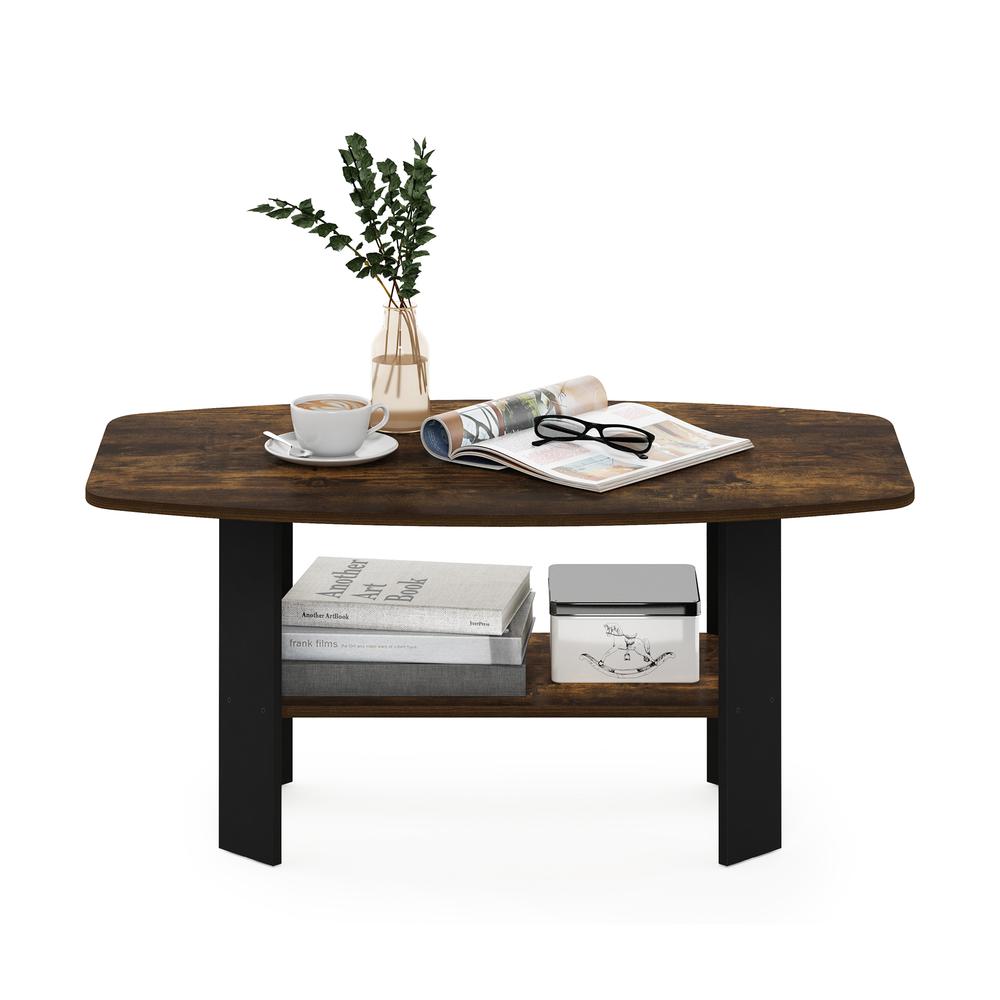 Simple Design Coffee Table, Amber Pine/Black. Picture 5