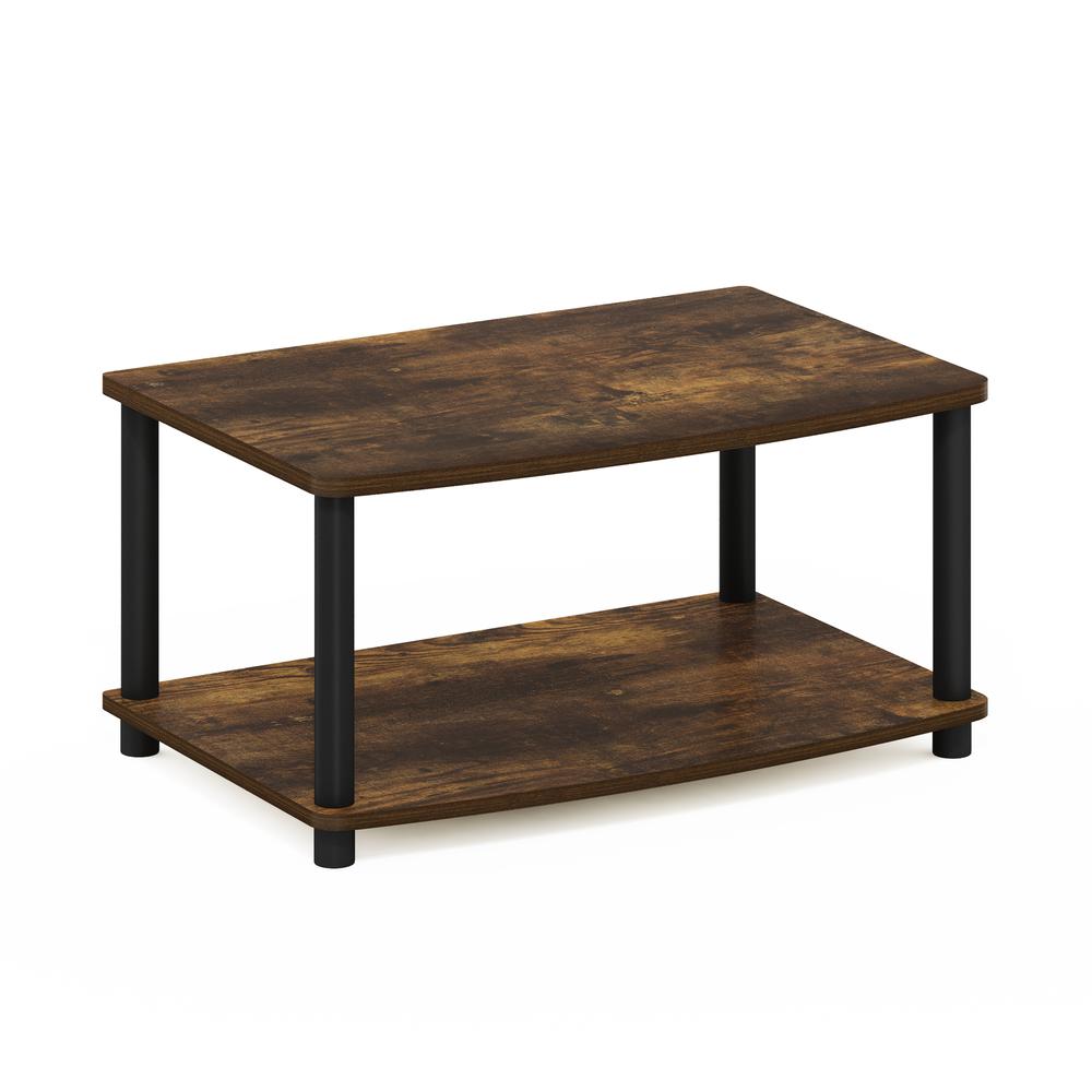 Furinno Turn-N-Tube No Tools 2-Tier Elevated TV Stands, Amber Pine/Black. Picture 1
