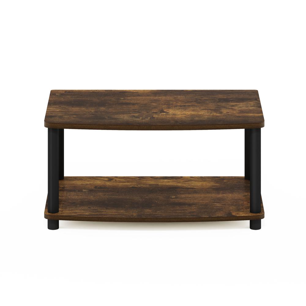Furinno Turn-N-Tube No Tools 2-Tier Elevated TV Stands, Amber Pine/Black. Picture 3